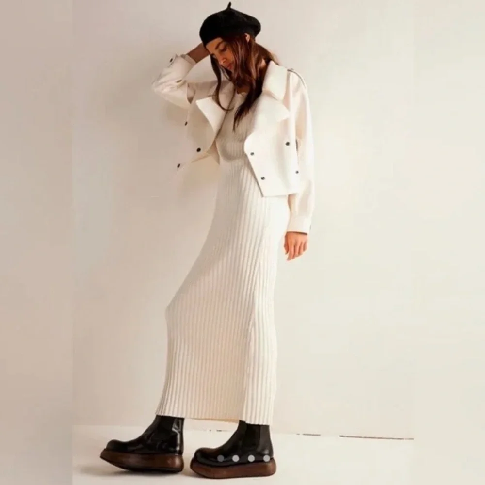 Free People Alexis Vegan Leather Moto Jacket NWT Cream White Boxy - Picture 3 of 16